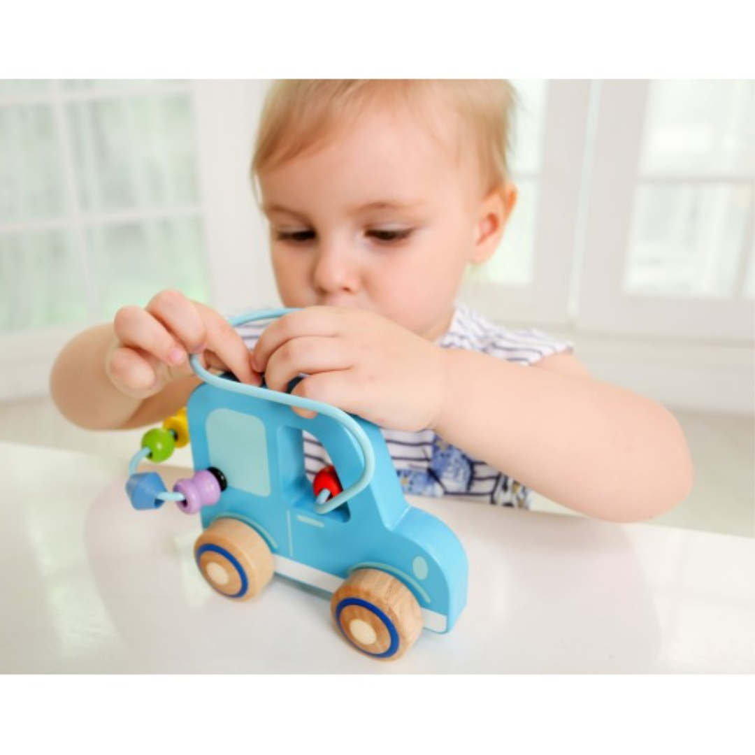 Chariot à billes de voiture 3D en bois - jouet Montessori