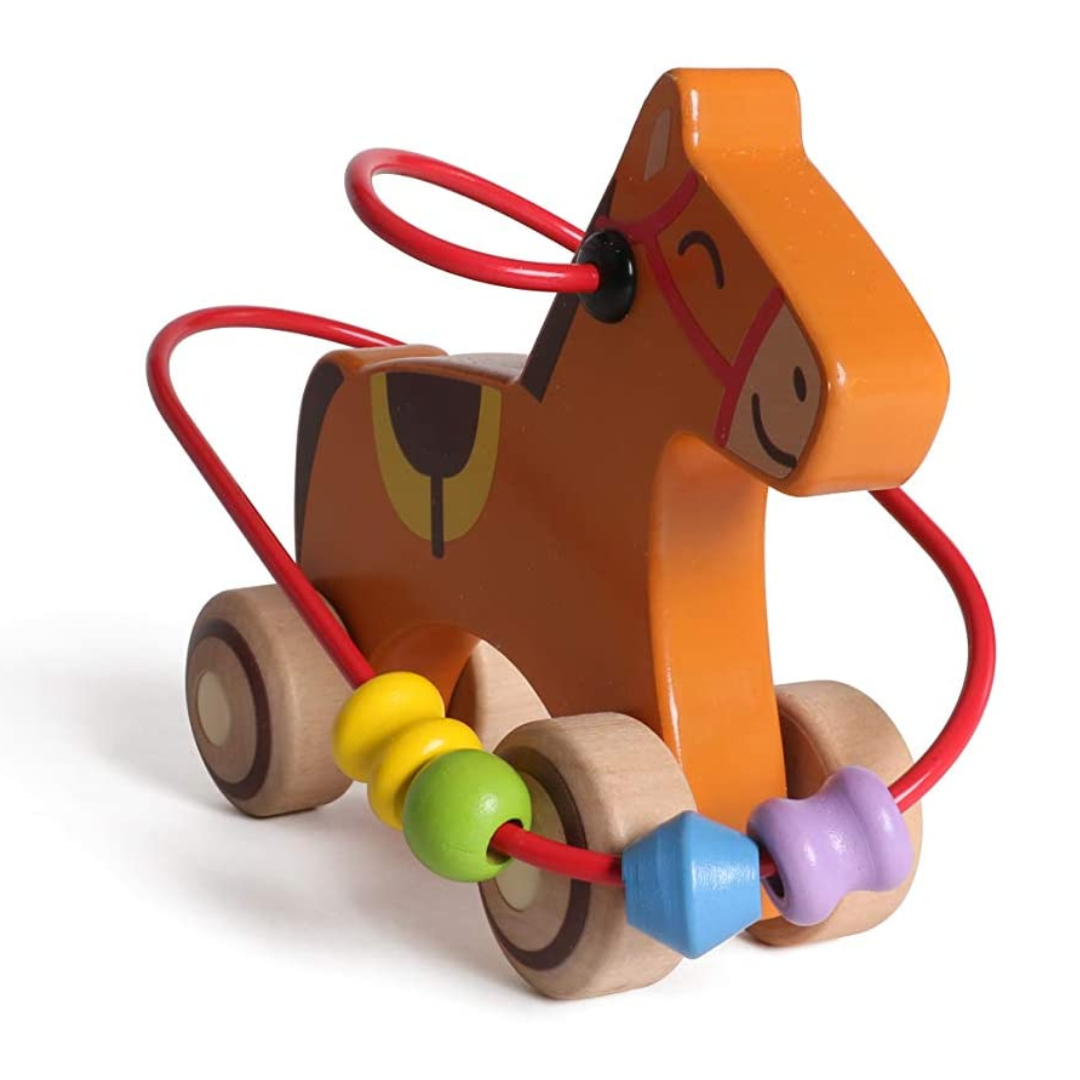 Chariot à billes de cheval 3D en bois - Jouet éducatif Montessori