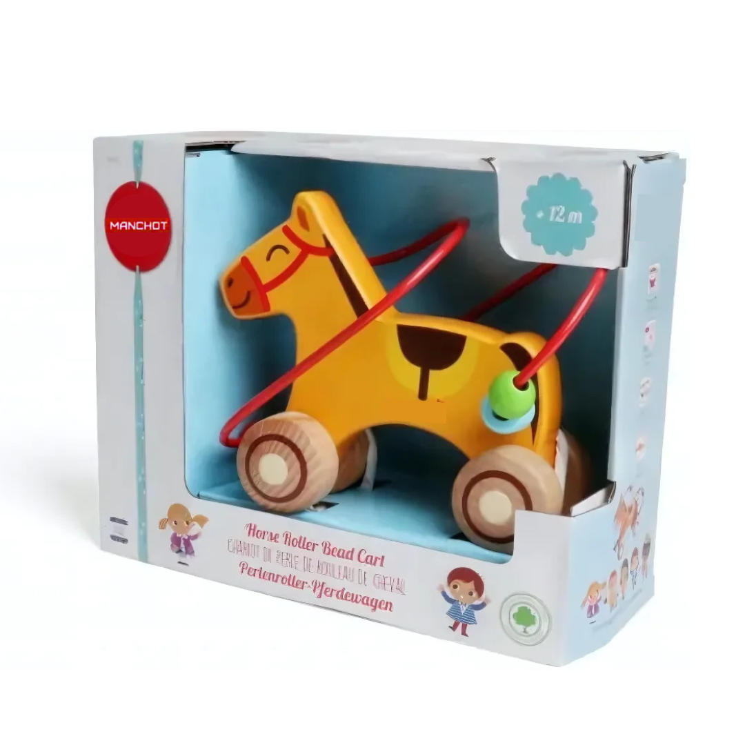 Chariot à billes de cheval 3D en bois - Jouet éducatif Montessori