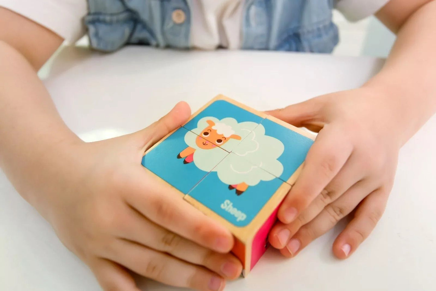 Cube puzzle 6 animaux de ferme, ensemble de 4 pièces