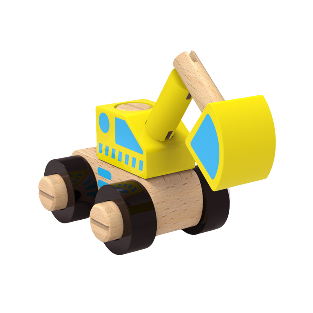 Wooden excavator Montessori building blocks