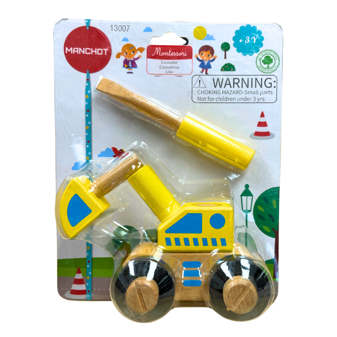 Excavatrice en bois blocs de construction Montessori