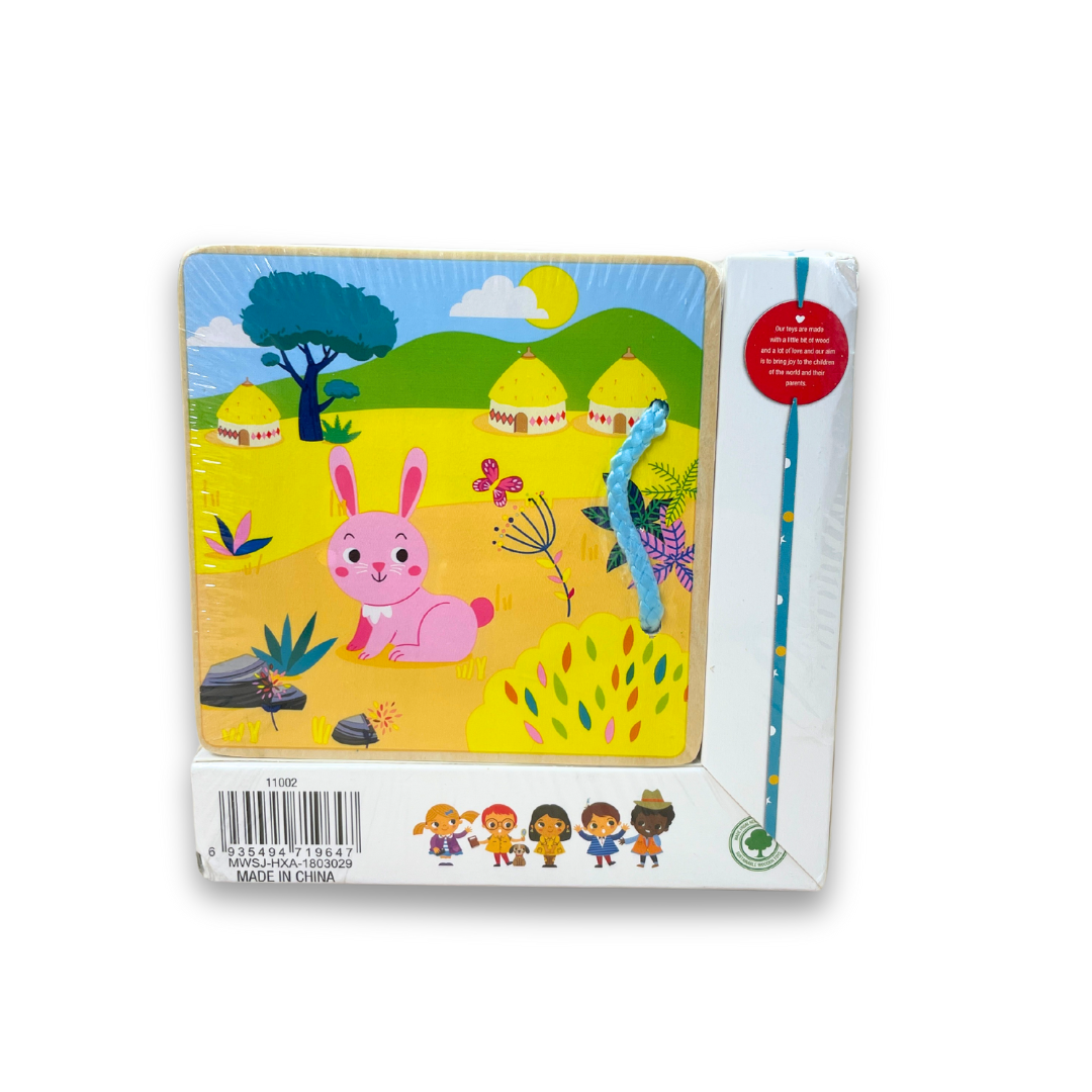 Livre de lecture en bois - animaux de la forêt