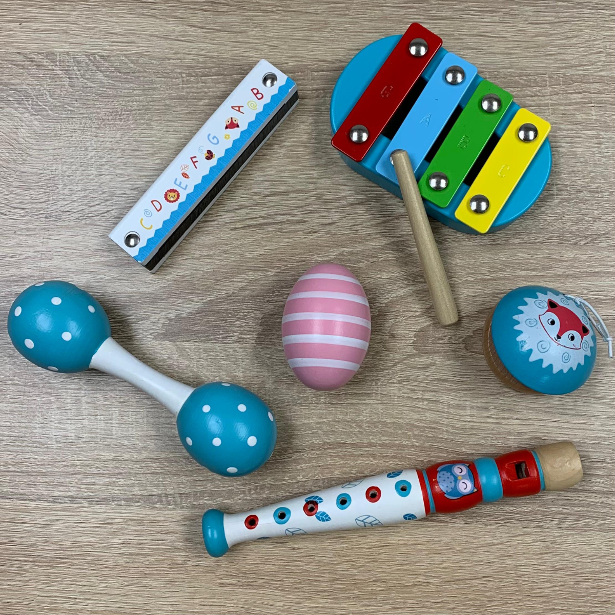 Collection de 6 instruments de musique Montessori en bois