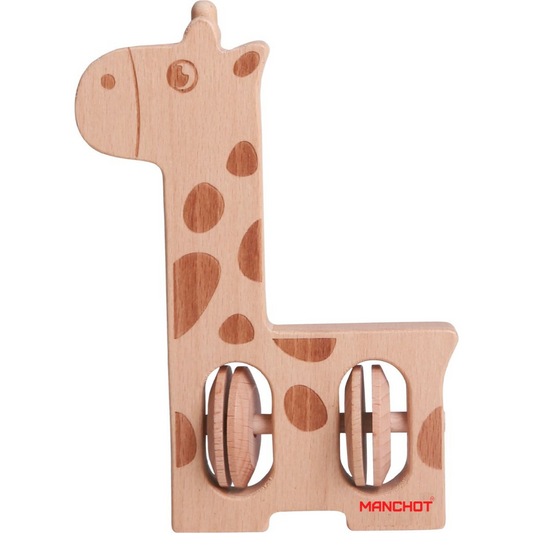 Clochette girafe en bois - jouet d'éveil pour bébé