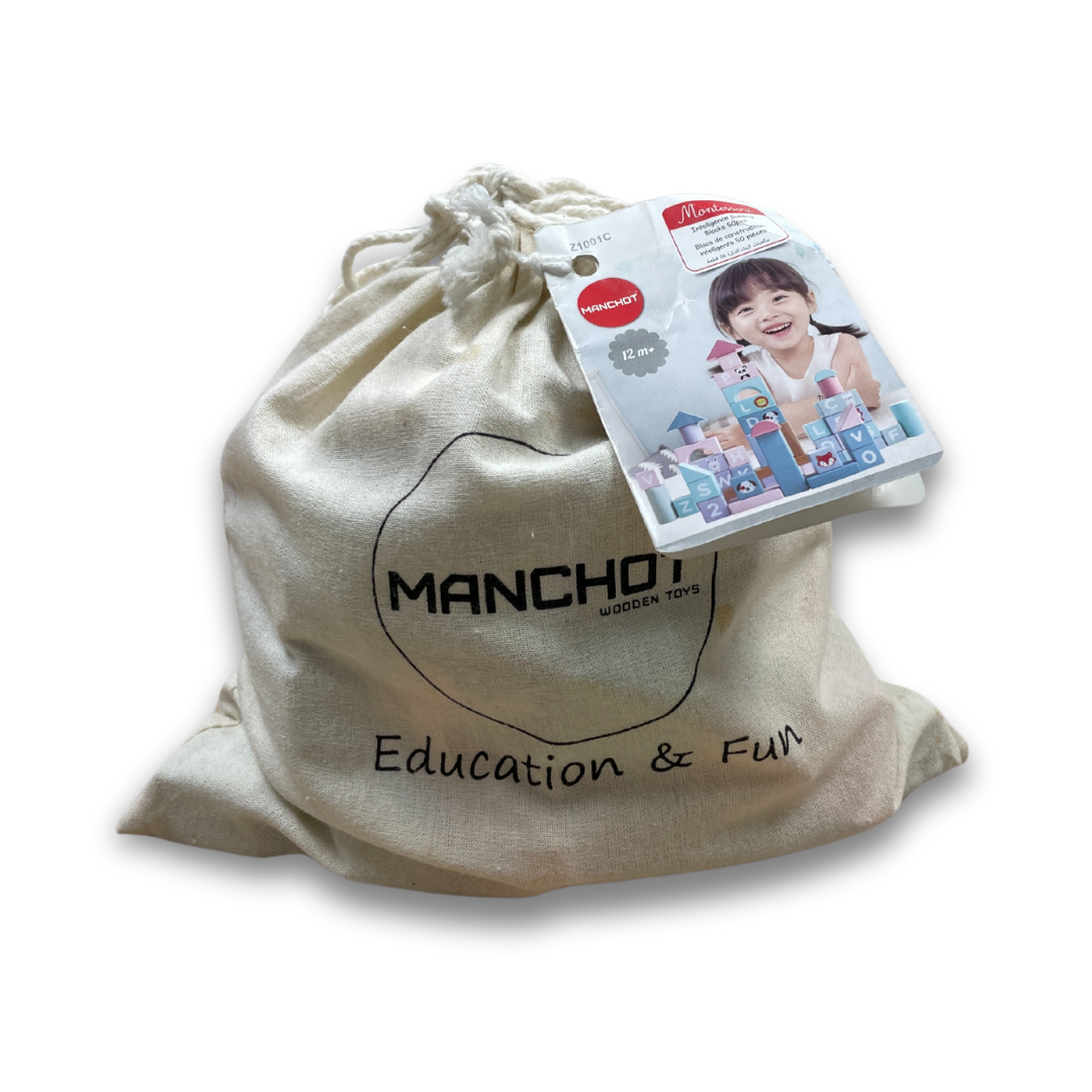 Bloc de construction château en bois 50 Pcs - jeu éducatif