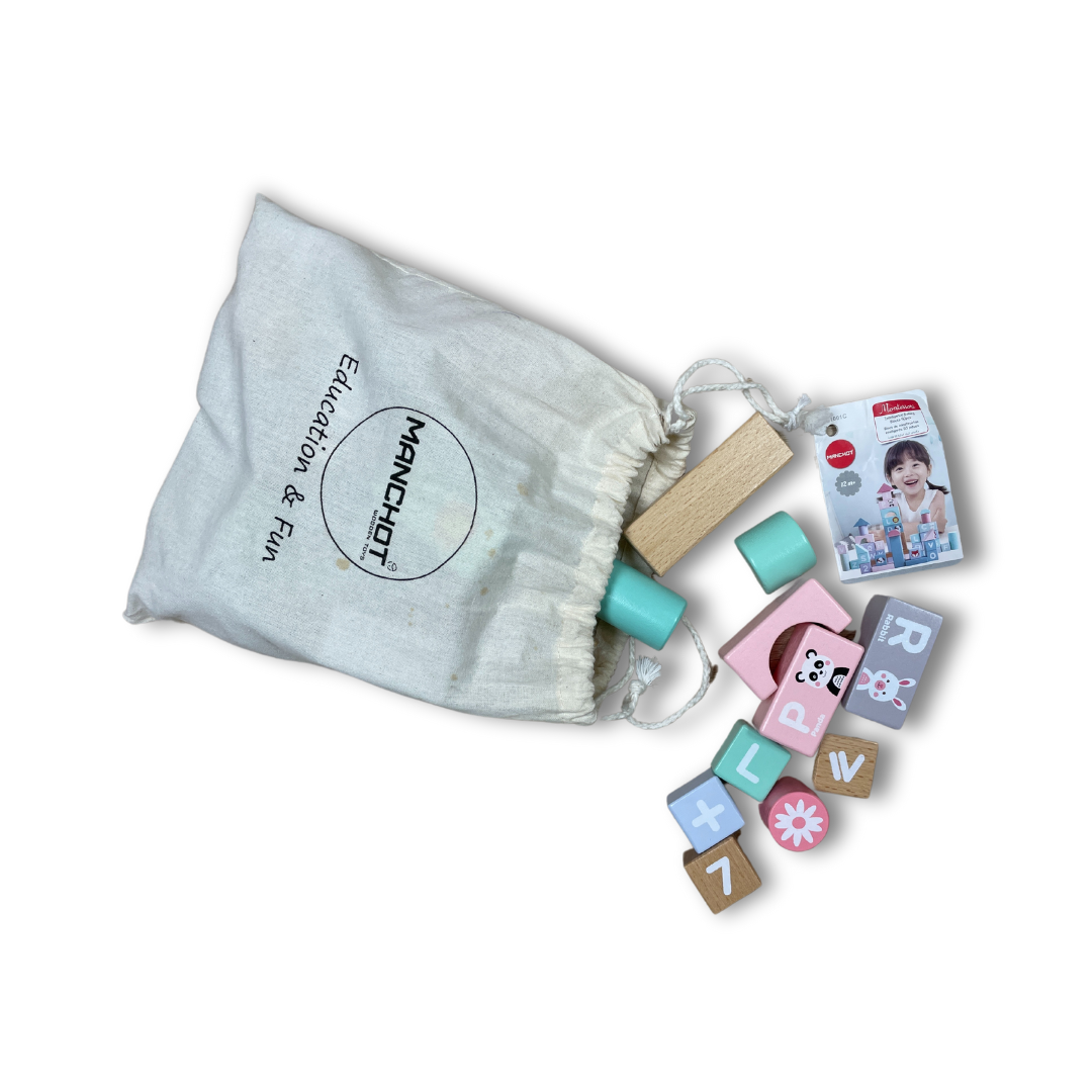 Bloc de construction château en bois 50 Pcs - jeu éducatif